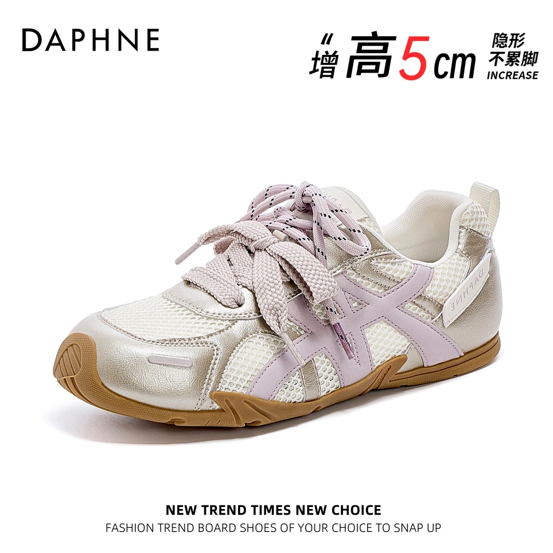 达芙妮德训鞋女款2025新款网面透气软底休闲运动鞋厚底增高跑步鞋