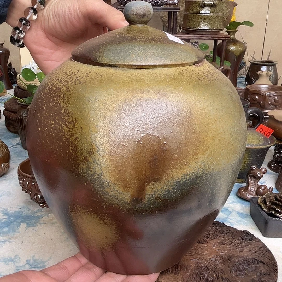 柴烧手作茶叶罐2.7升