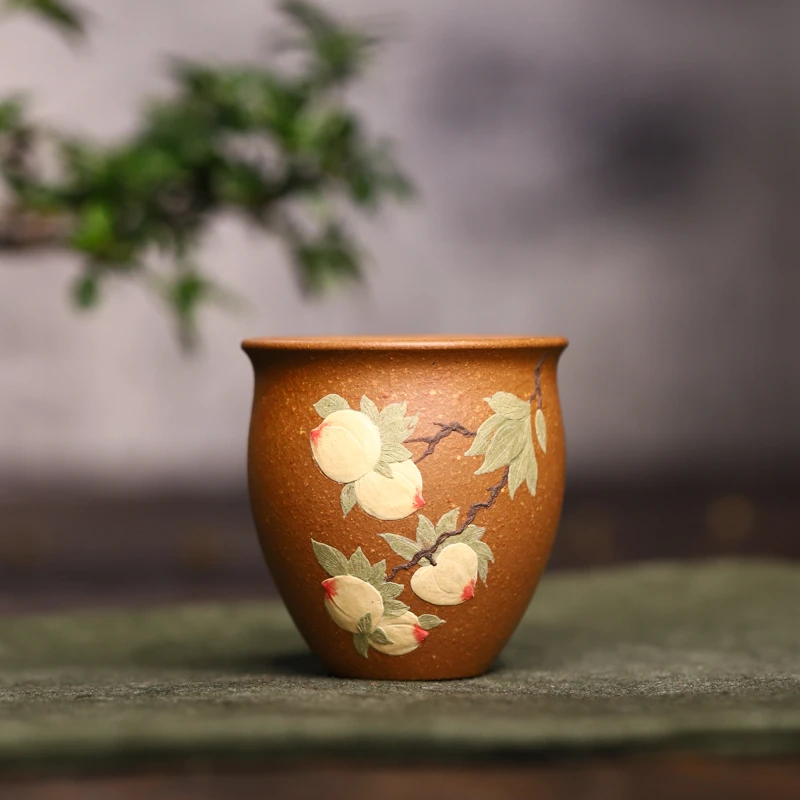 宜兴紫砂 | 九斋小容量系列  寿桃老段紫砂主人杯