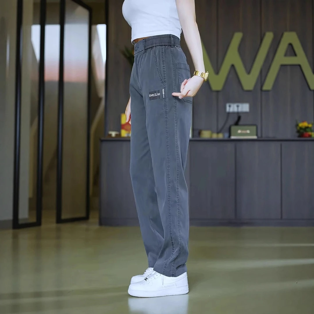 天丝莱赛尔男士休闲裤夏季裤子薄款男裤2025宽松直筒潮牌阔腿长裤