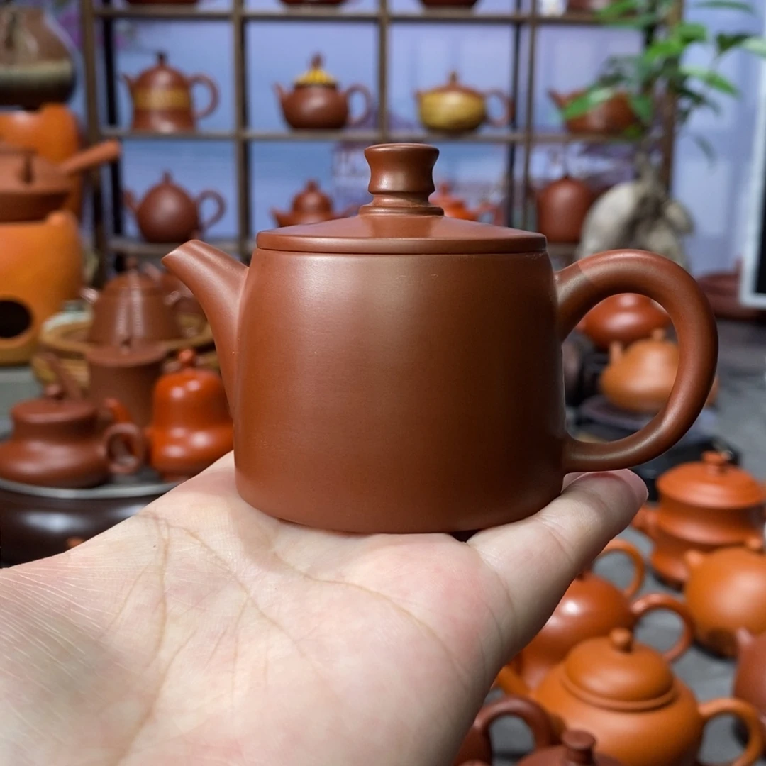 茶壶朱泥章淑煌朱泥直桶壶80c