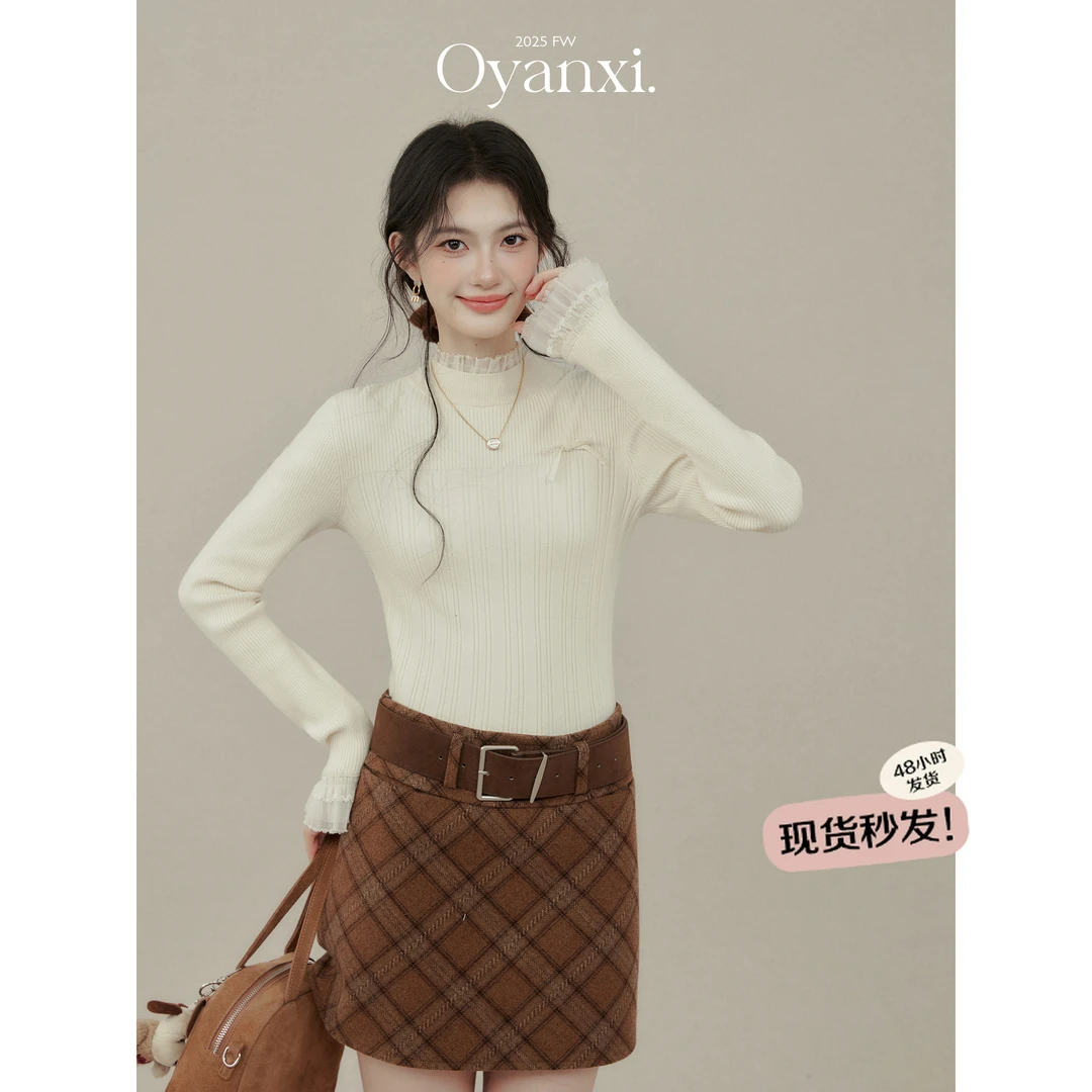 欧阳喜《卡珊絮绒》半高领打底衫女秋冬可外穿内搭针织衫长袖上衣