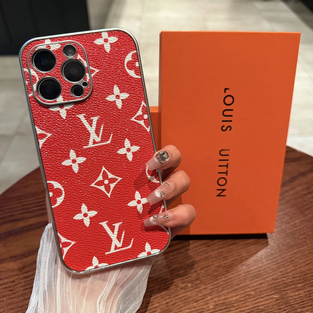 新款红色苹果16pro手机壳老花iPhone15promax适用13个性保护套14P