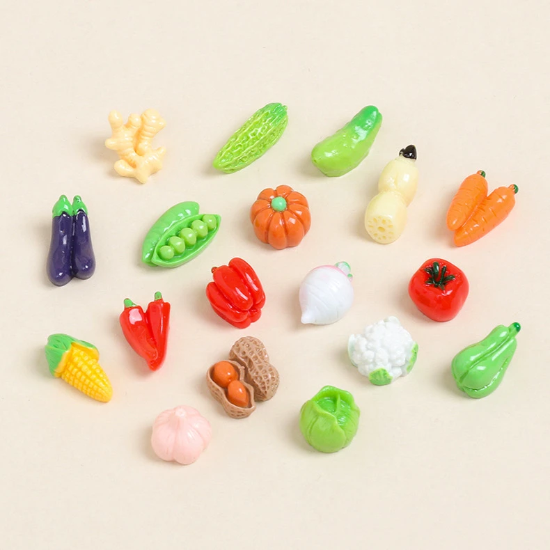 卡通仿真立体蔬菜系列混装树脂小配件儿童礼物车载桌面微景观摆件
