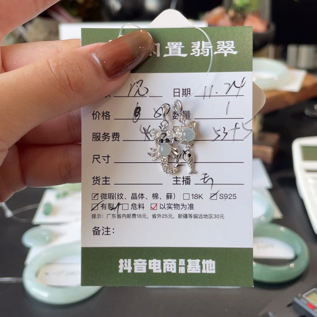 况***况翡翠银S925镶嵌颈饰翡翠