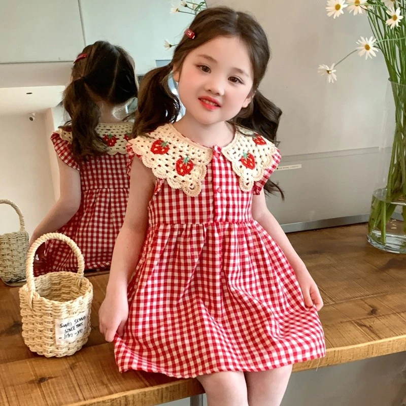 女童娃娃领连衣裙2025新款夏季女孩韩版洋气时髦无袖公主裙夏装潮