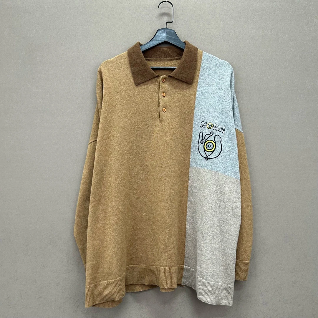 99新 LOEWE/罗意威 徽标刺绣拼色Polo衫S码 ys000323