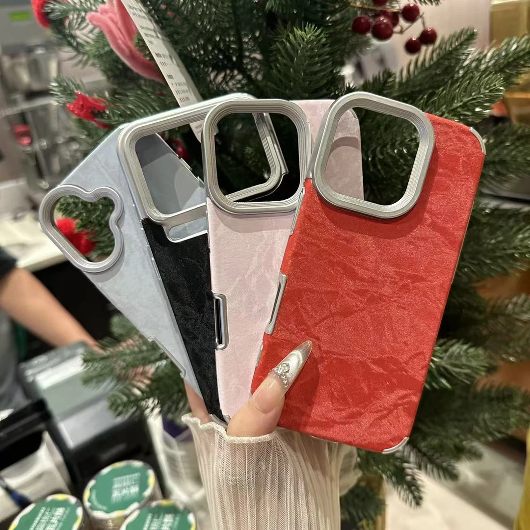 壳慧简约纯色贴皮雪山纹适用苹果17/16手机壳华为vivo小米oppo