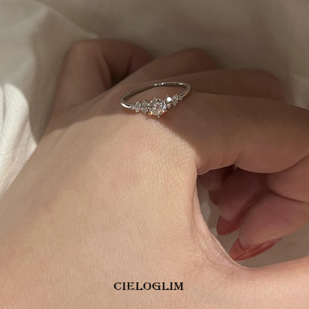 合金戒指 闪耀锆石戒指女轻奢小众高级清冷感食指戒配饰开口戒指