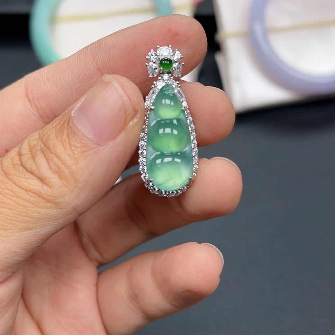 翡翠银S925镶嵌吊坠(不含链)