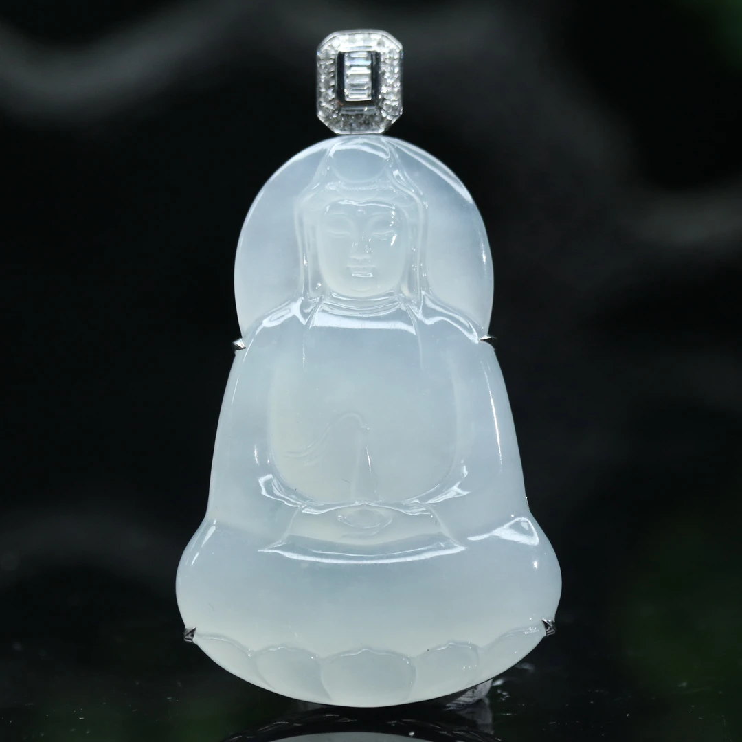 41天然缅甸翡翠A货18k冰观音吊坠/600282/上海嘉禾拍卖