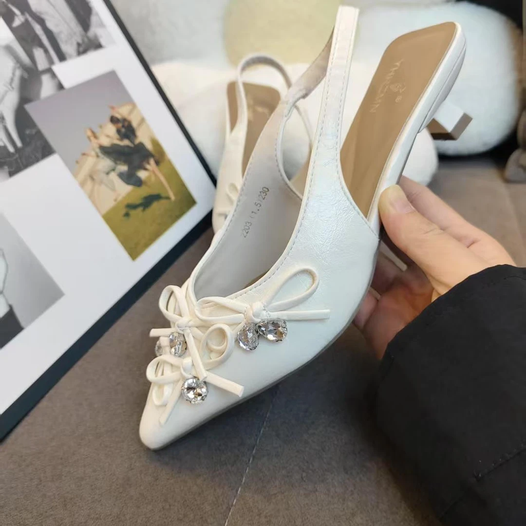 内增高包头凉鞋仙女鞋2025年新款夏季尖头法式凉单鞋2203G