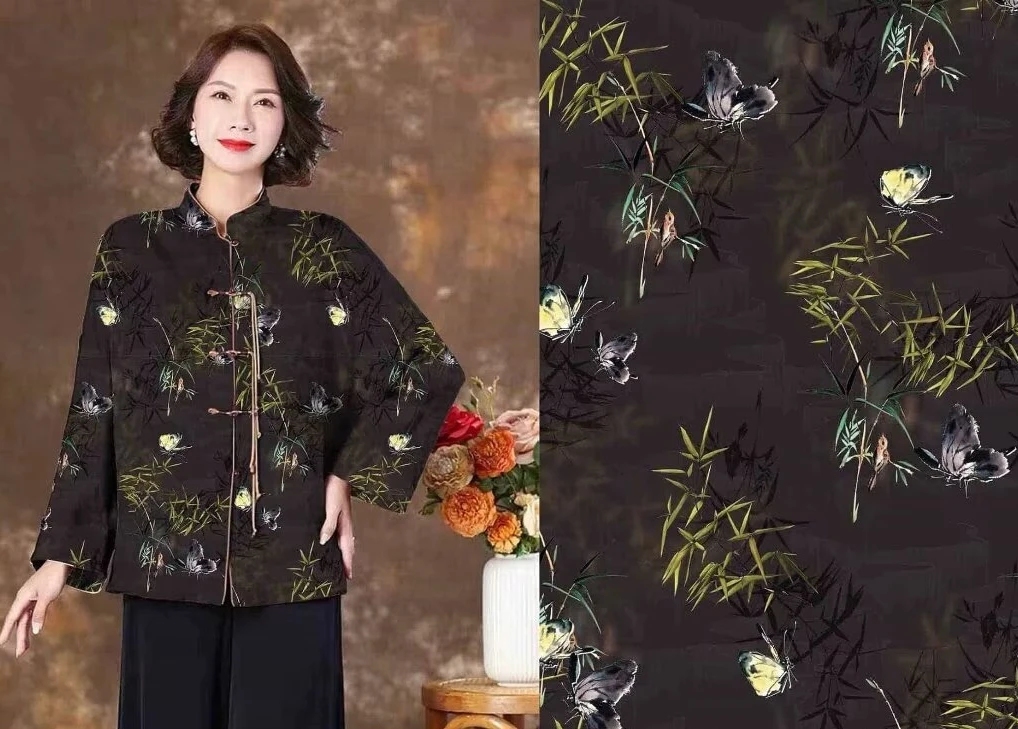 【蝶恋竹】花萝香云纱布料