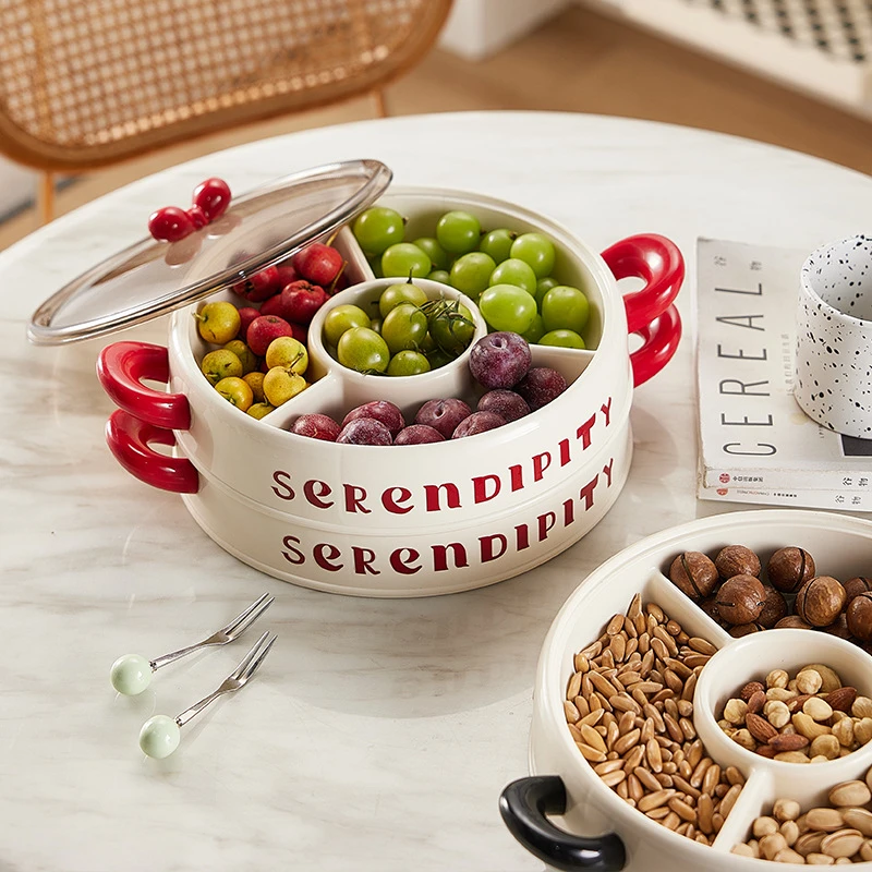 多巴胺奶油水果盘2025新款客厅家用茶几零食摆放盘沥水糖果盘