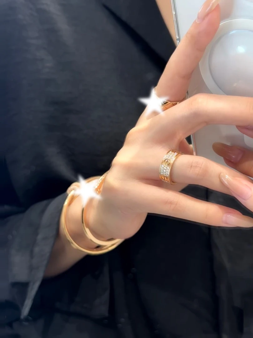 钛钢戒指 三排满天星戒指