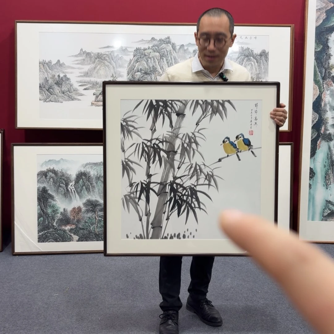 国画带框绘画80/80尺寸