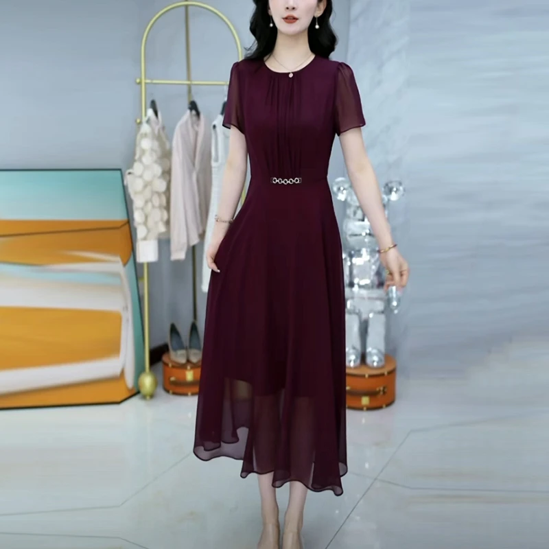 轻羽丝知性风衣服2025夏季新款时尚温婉优雅气质收腰显瘦连衣裙子