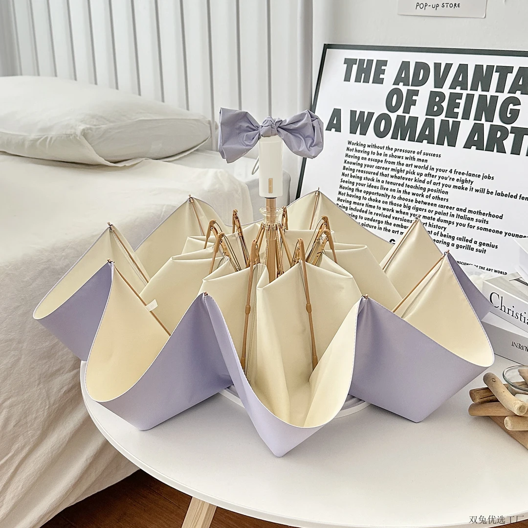 高颜值彩胶自动太阳伞女isn风三折伞晴雨两用防紫外线遮阳防晒伞