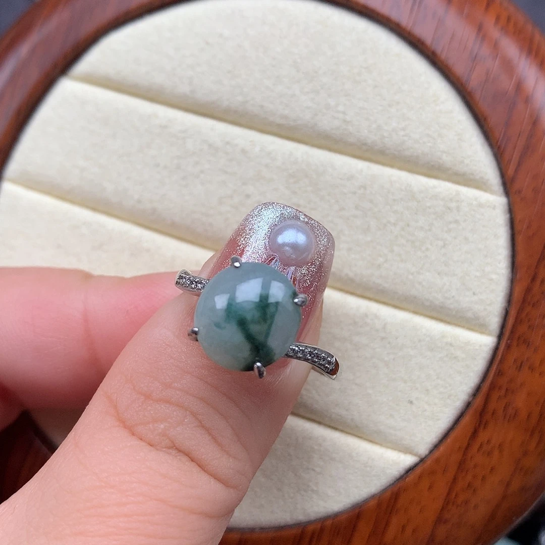 翡翠戒指银S925镶嵌