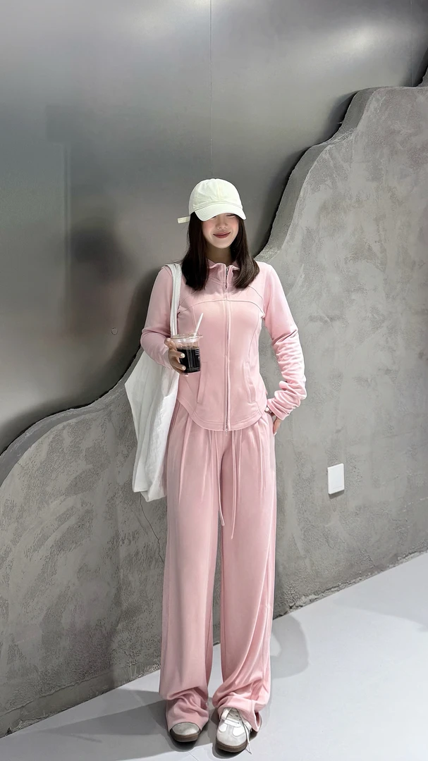 2025春款新款lulu运动休闲连帽女款时尚显瘦套装22038