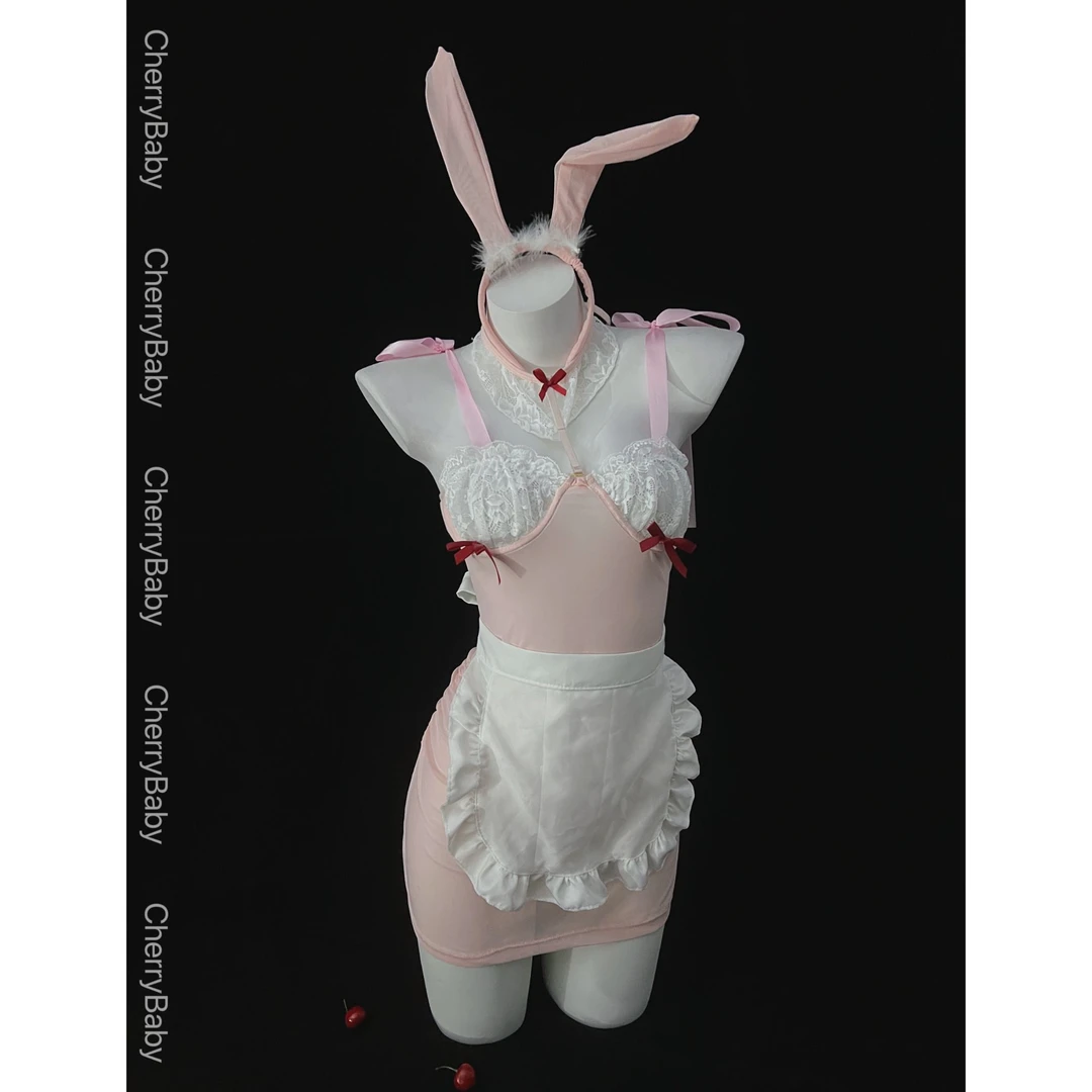 【奶油女郎】超甜少女纯欲蕾丝连衣裙含钢圈套装