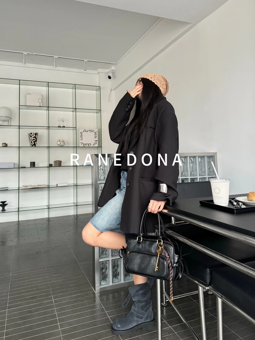 新RD62660小众设计百搭手拎通勤保龄球双肩包复古时尚单肩斜挎包