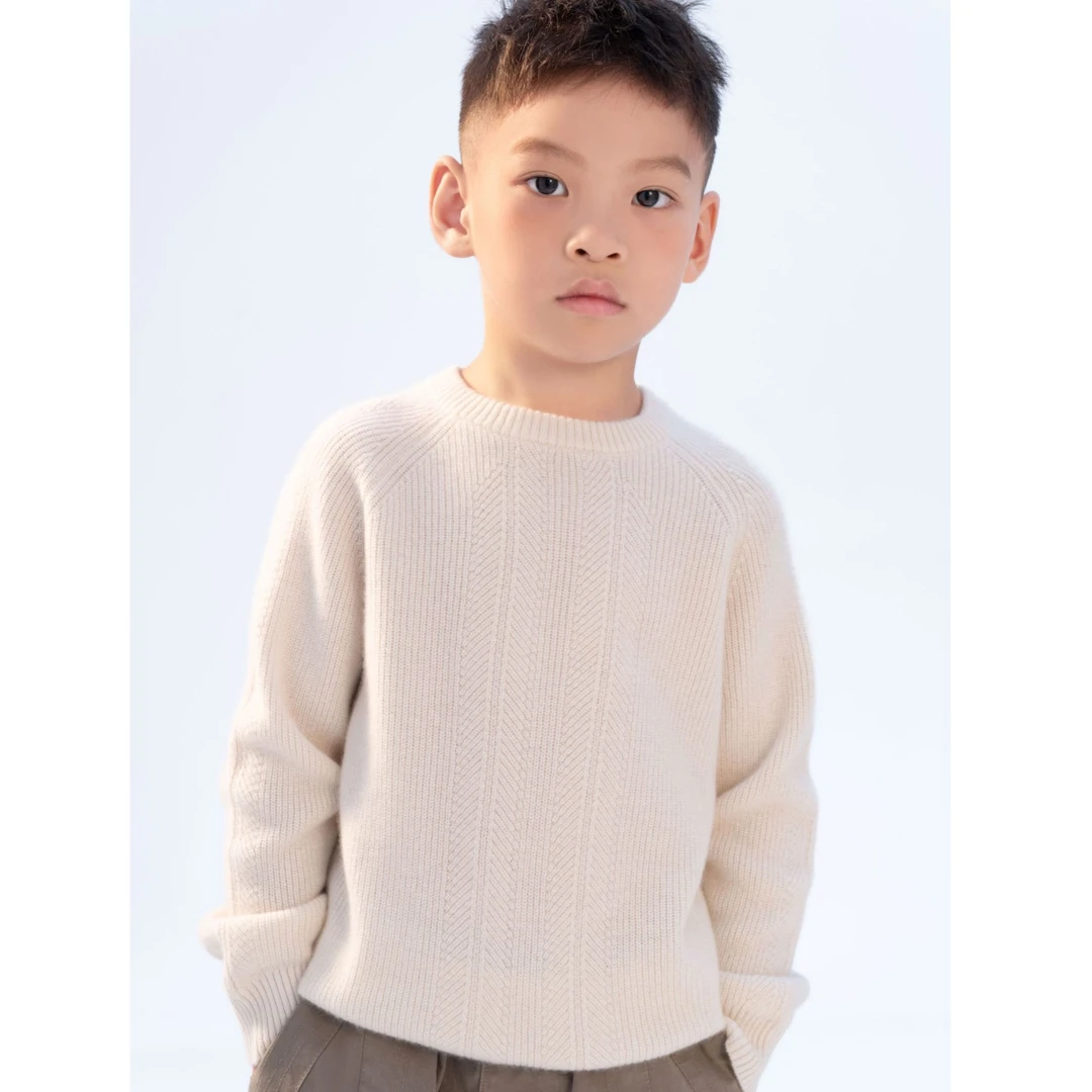 A类正品康赛妮100%山羊绒童装内搭无染色洋气套头纯色元宝针705