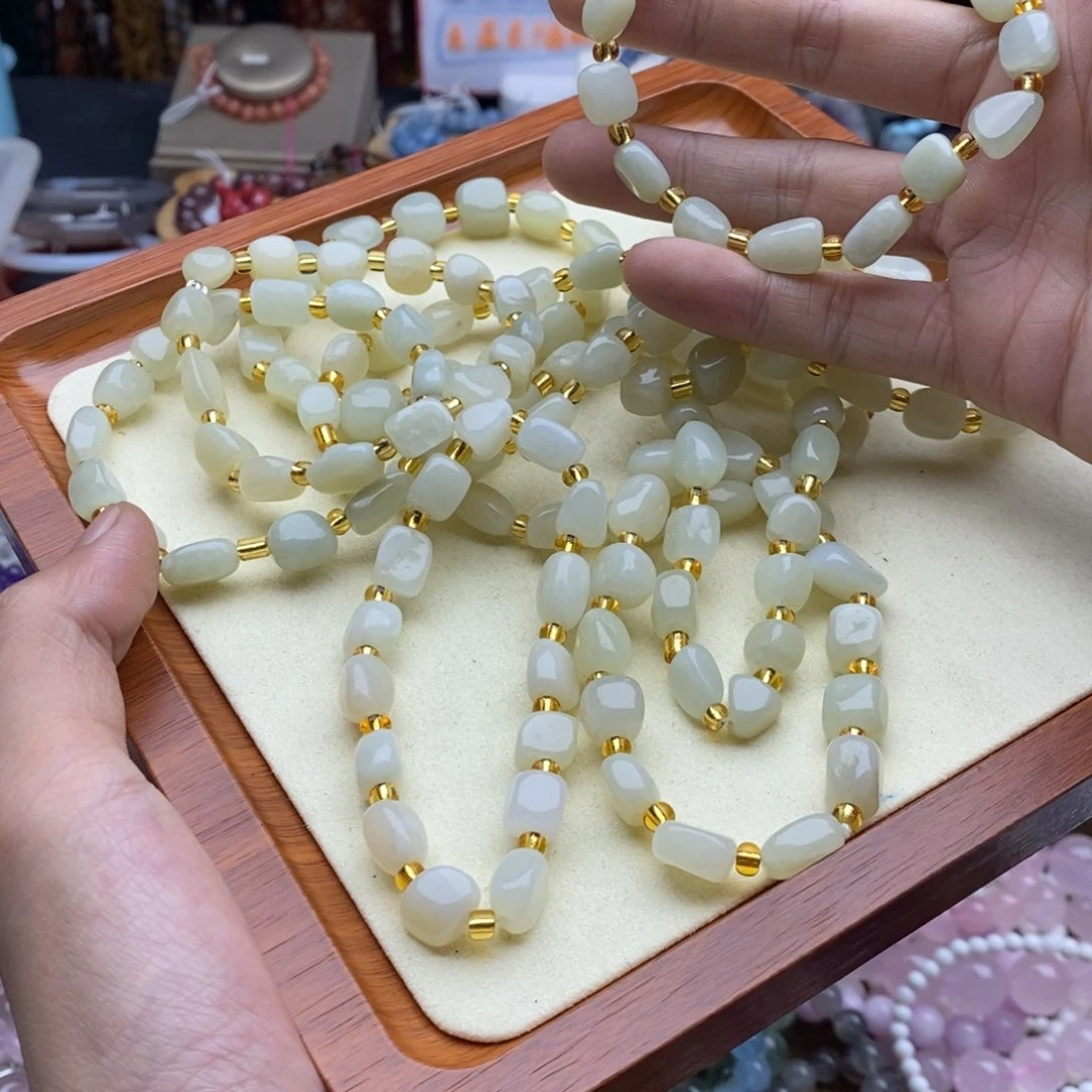 玛瑙/玉髓未镶嵌珠宝半成品福利款一条天然和田玉不规则手链