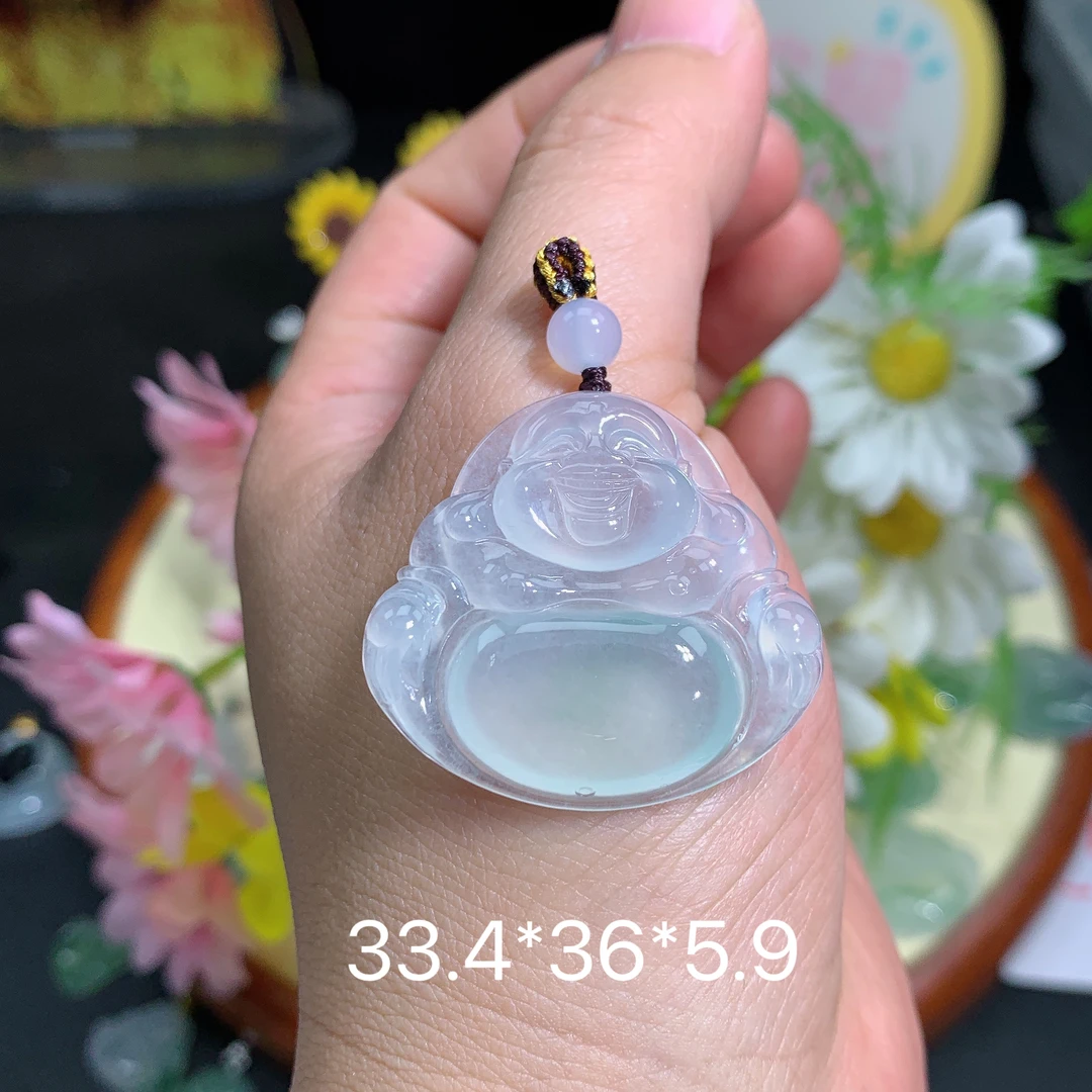 缅甸翡翠A货冰种晴水绿佛公品吊坠挂件水润百搭精致玉冰气质妈妈