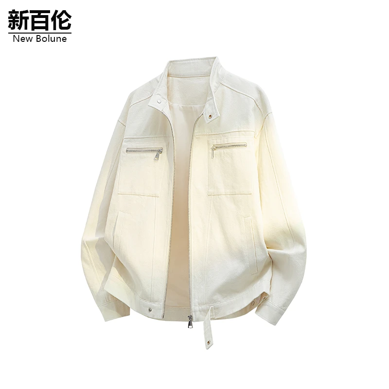 新百伦/NEW BOLUNE纯棉立领工装夹克男秋季新款百搭痞帅长袖外套
