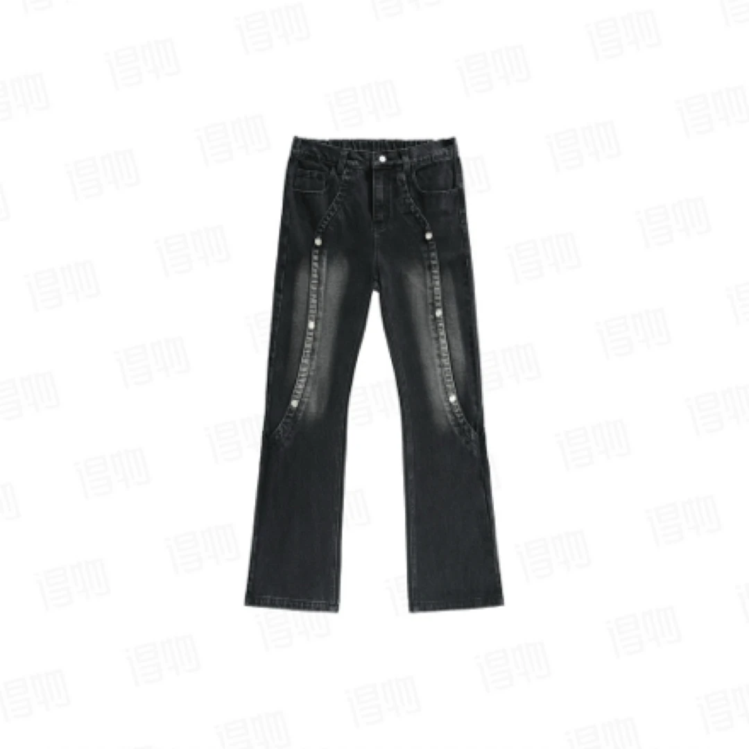 【Franklin】潮牌 GSUE美式高街高级感直筒喇叭牛仔裤