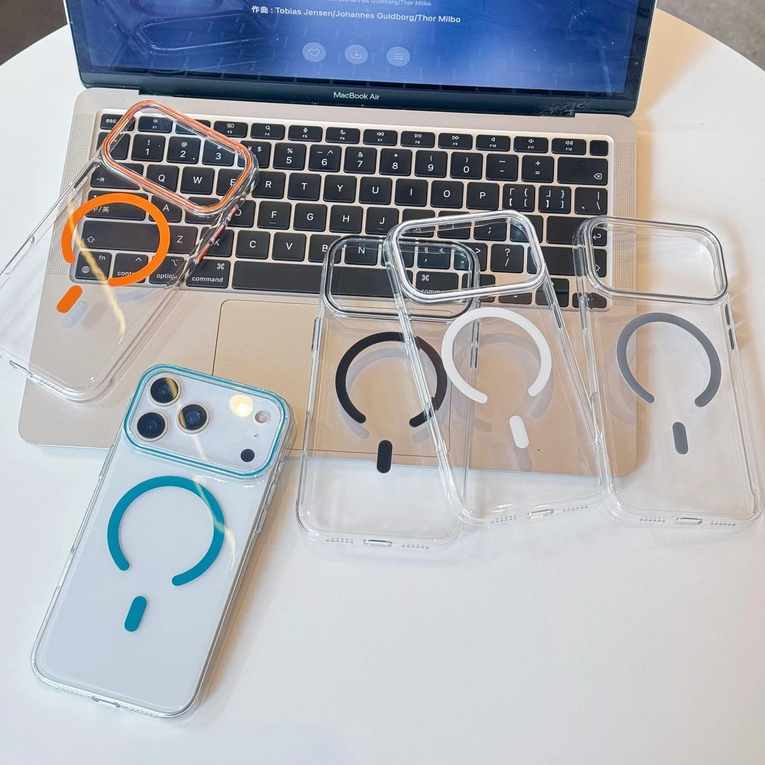 适用苹果17promax手机壳磁吸撞色高透不发黄pc硬简约保护套超薄