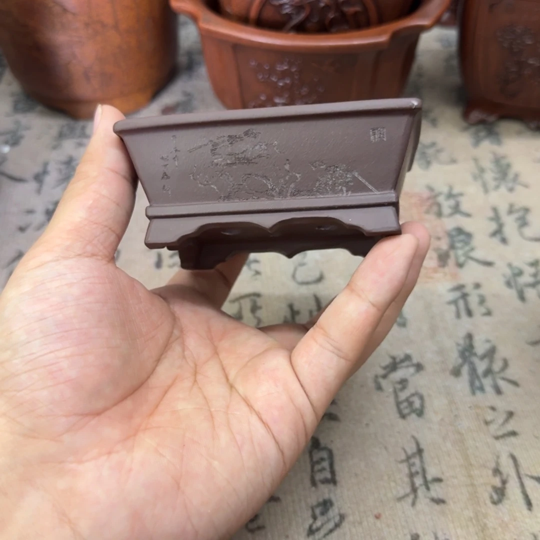 紫砂花盆8.5x6x3内经紫砂花盆