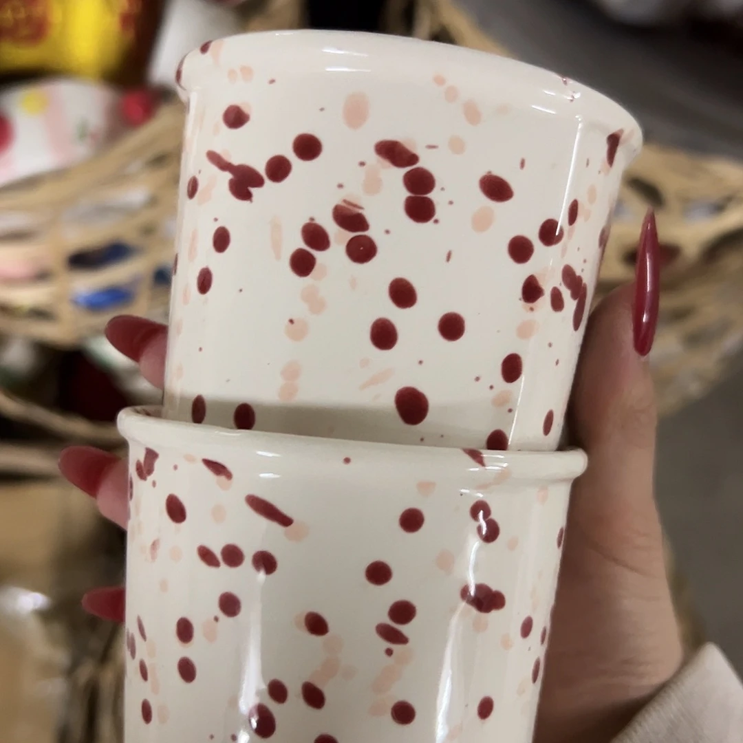 陶微瑕红色泼墨杯一组