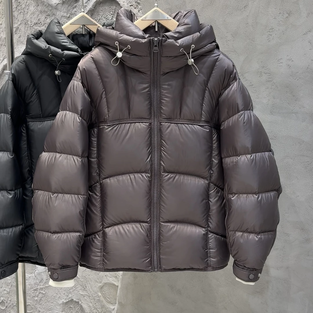 高蓬松白鸭绒连帽羽绒服男冬季宽松保暖加厚外套时尚防寒面包服男