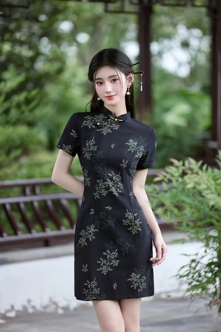【三叶草】夏季新款小个子旗袍遮肉显瘦百搭经典国风旗袍裙
