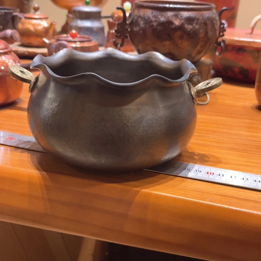 白铜把手钱币茶洗复古