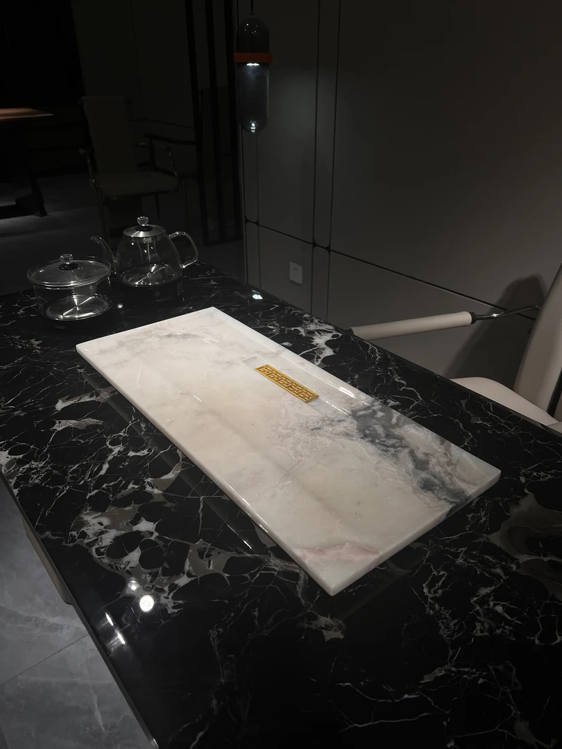 芬迪白奢石茶盘天然进口奢石茶盘干泡盘