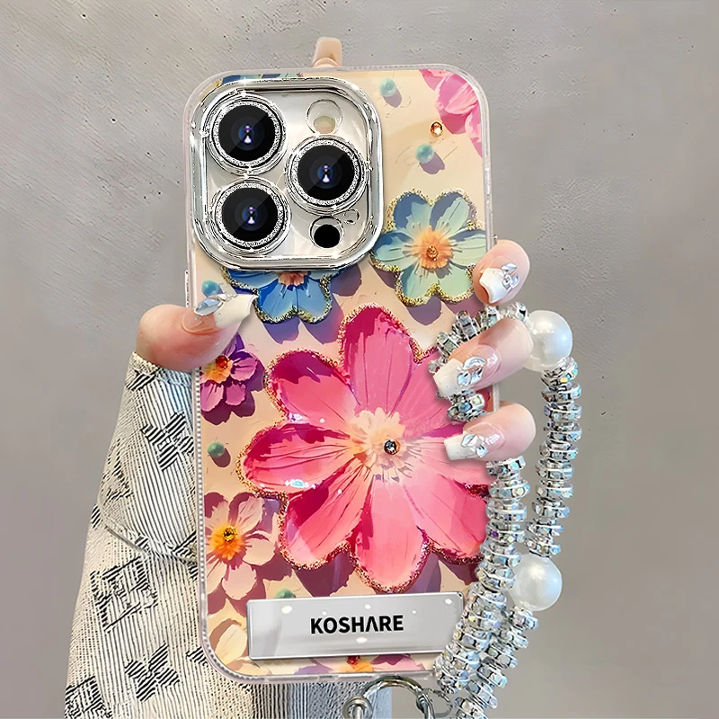 适用于【苹果】13ProMax新款油画花朵网红时尚创意女款防摔手机壳