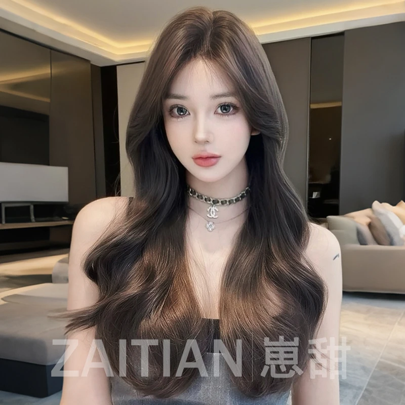 【崽甜】假发女长发八字刘海全头套蕾丝大波浪卷发自然卷发假发套