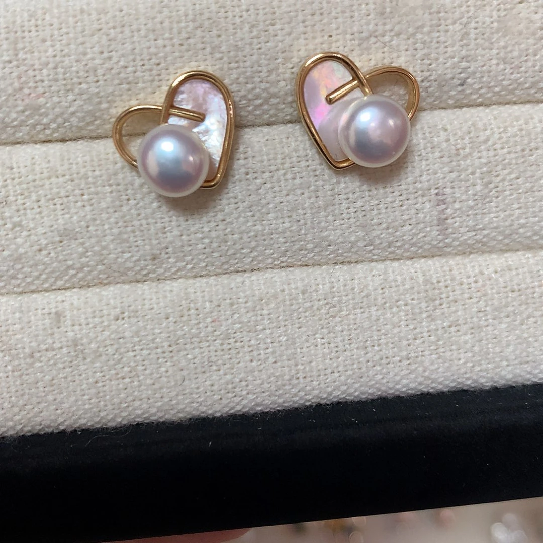 淡水珍珠耳饰合金倩*