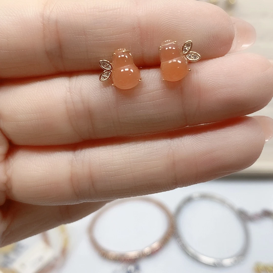 南红玛瑙耳饰银S925镶嵌399