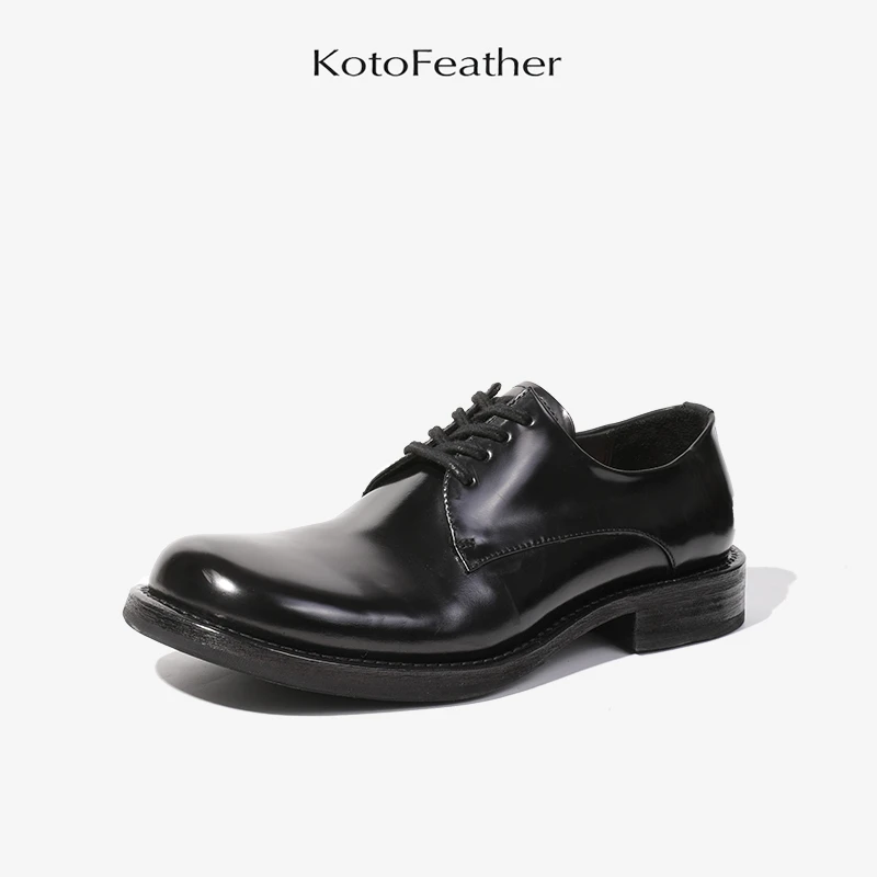 珡羽KotoFeather 意大利防水马臀皮德比鞋英伦风男士商务休闲皮鞋