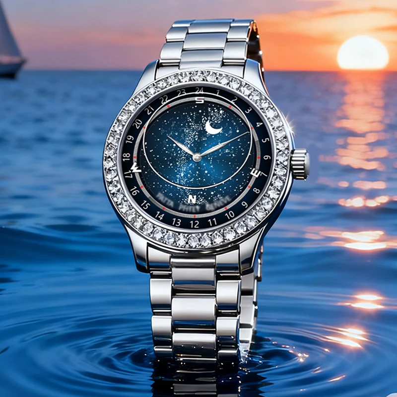 全新未使用 星空系列/时尚星空夜光自动腕表 赠皮带zz