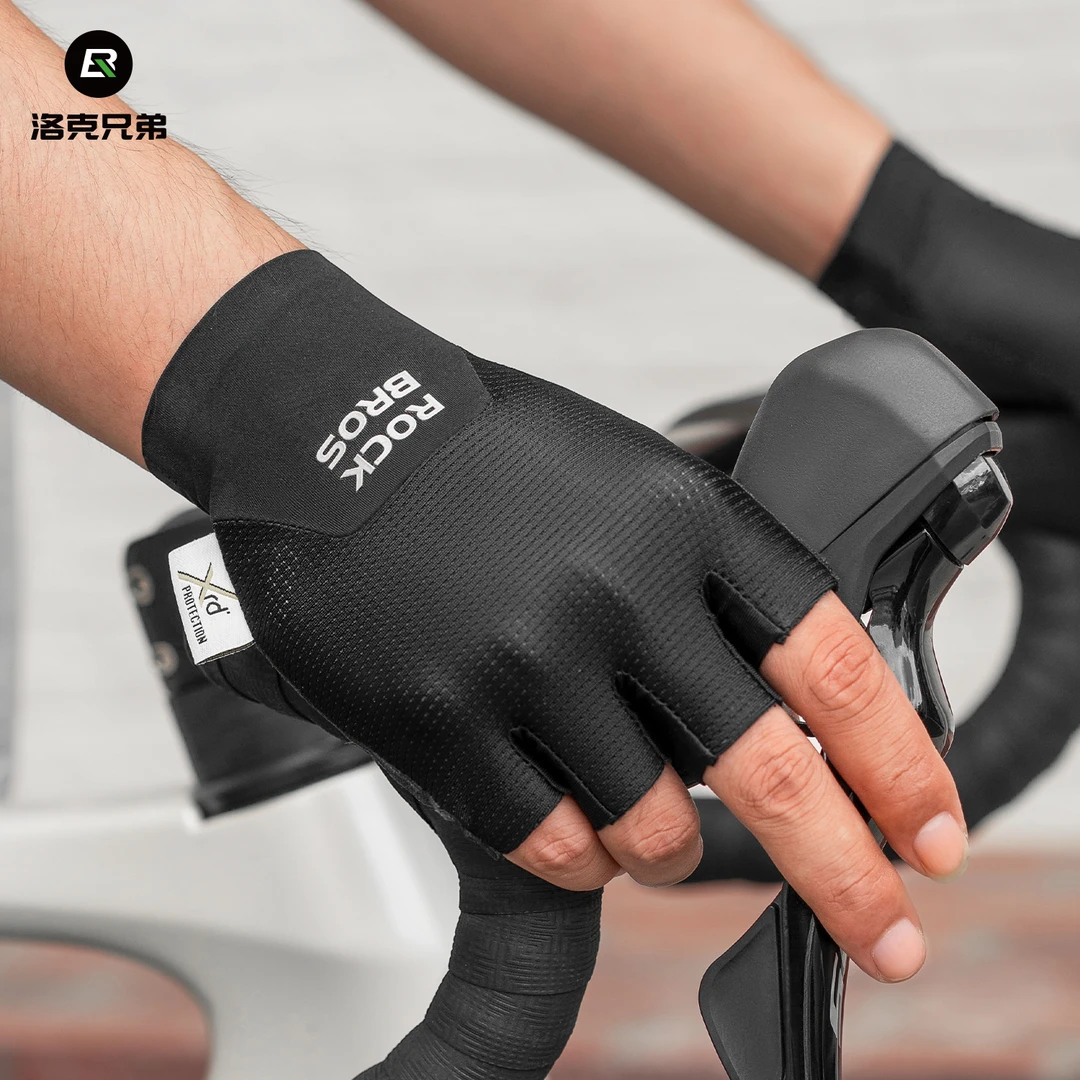 洛克兄弟骑行手套短指公路山地自行车手套半指运动防滑减震男女款