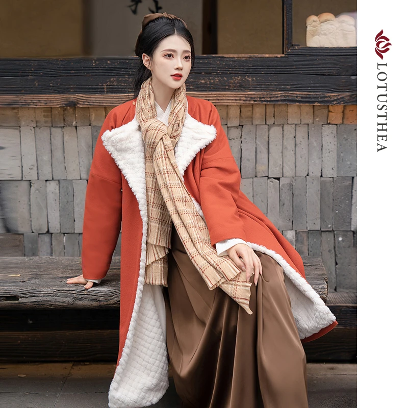 【青青专场毛呢外套炸】汉尚华莲汉服秋冬饴糖苏红毛呢外套拜年服