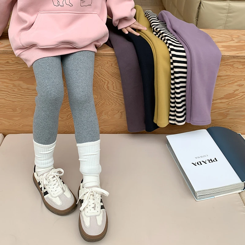 小思家女童2025冬季儿童柔软羊毛拉架复合一体绒加厚修身打底裤