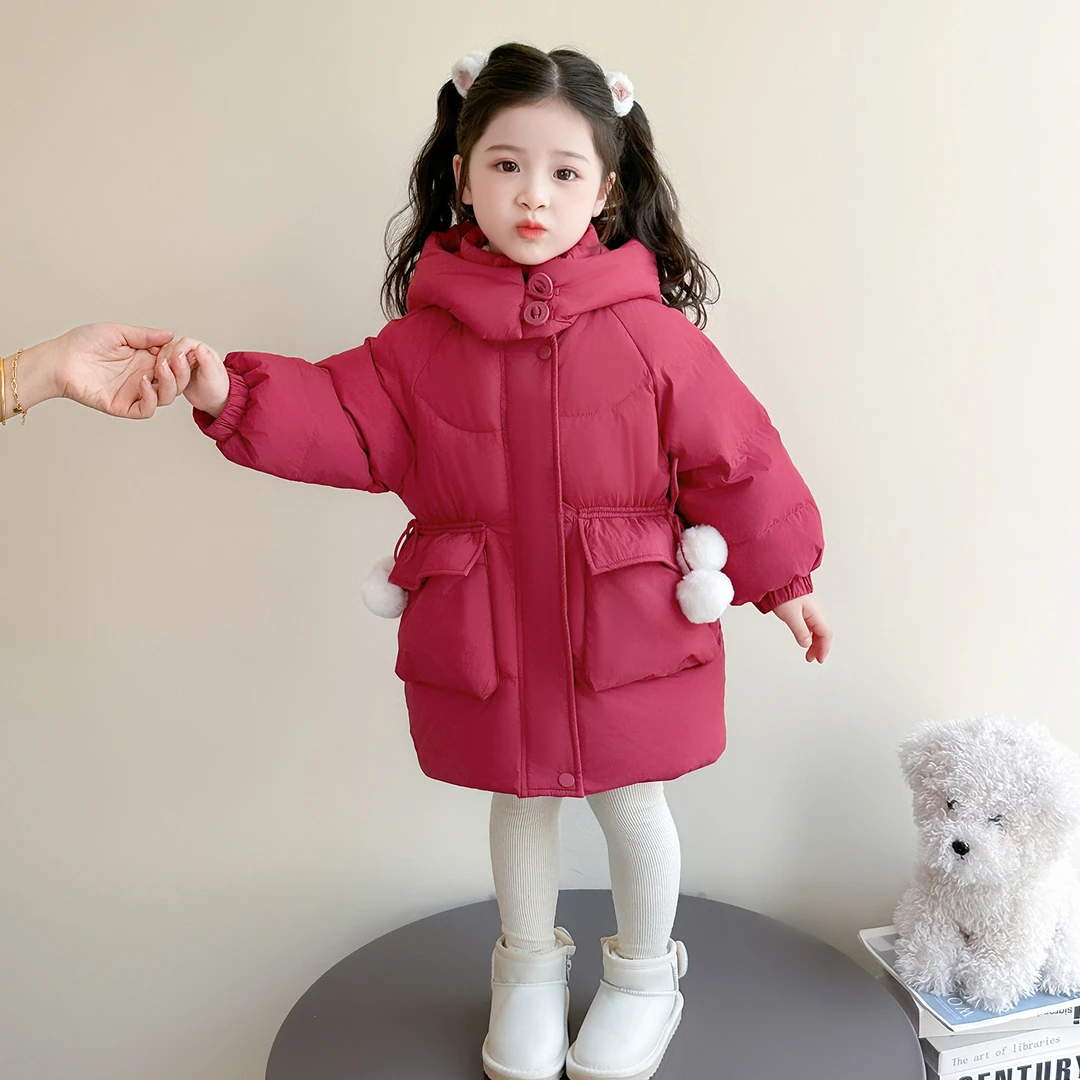 女童中长款冬季羽绒服时髦儿童加厚白鸭绒保暖休闲小女孩冬款外套
