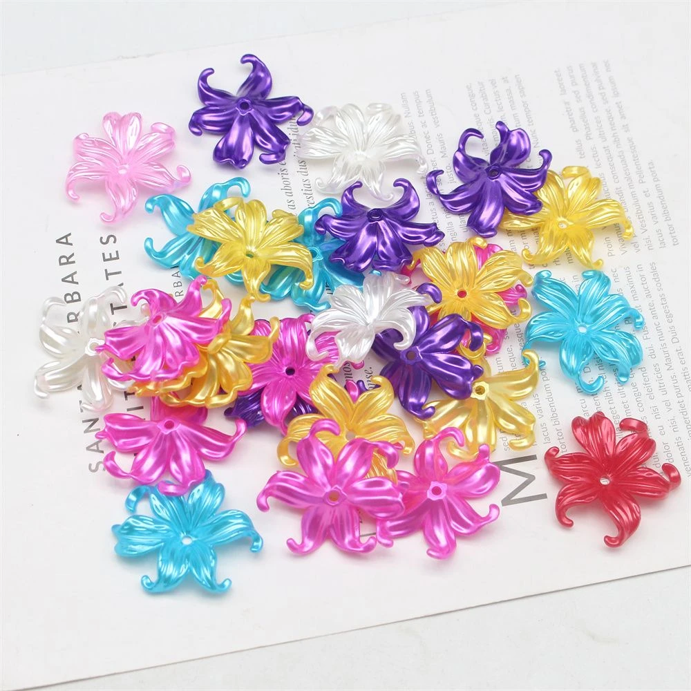 鸢尾花42*44mm仿珍珠蓝色海洋花手工DIY花瓣花盆装饰花朵塑料花