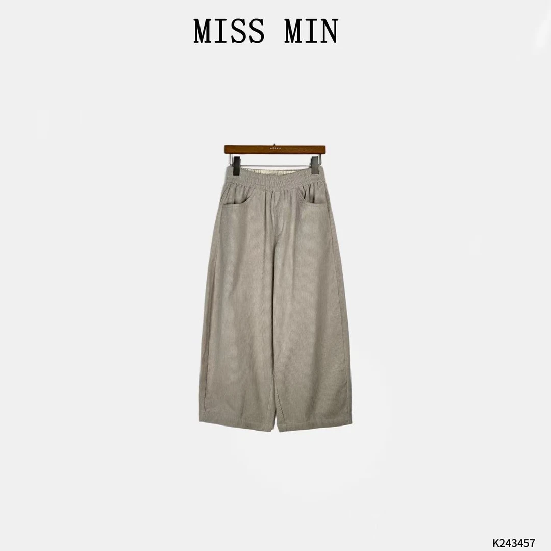 MISS MIN【追光】肌理感设计小众休闲显瘦灯芯绒阔腿裤 K243457